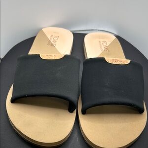 Toms Black and Tan Slide Sandals